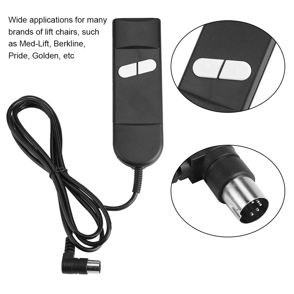 Srliya Recliner Hand Controller, Multiple Uses 2 Button 5 Pins Connector Hand Control for Lift Chairs Electric Recliner