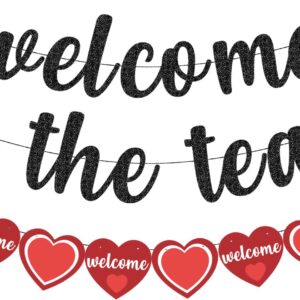 Welcome to The Team Banner, Black Glitter New Employee Member Welcome Banner, Newcomers Staff Welcome Banner, Welcome Onboard Office Party Decorations Supplies