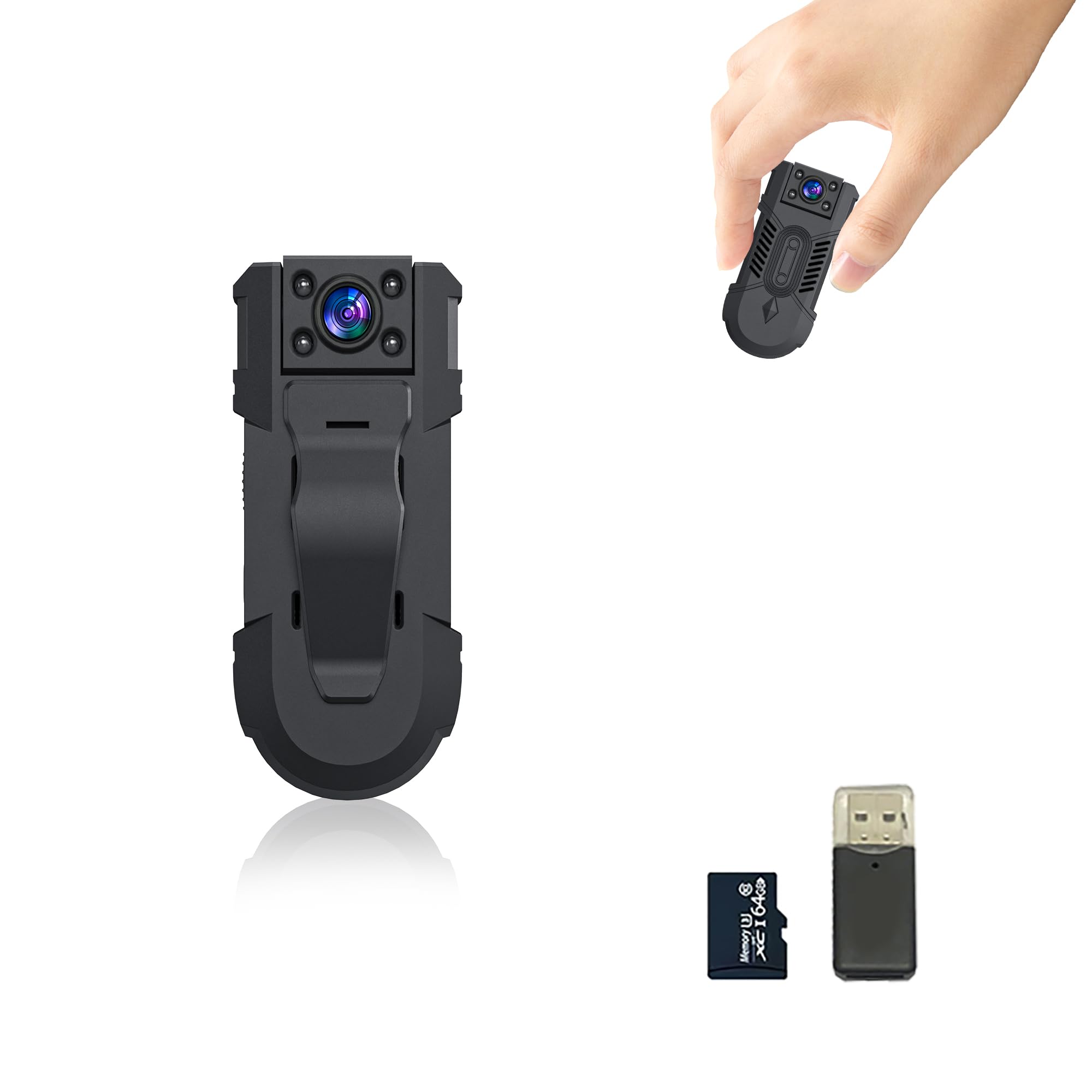 OVEHEL Mini Body Camera 64GB Spy Nanny Cam HD 1080P Hidden Body Camera with Night Vision 6H Auto overwrite 1200mAh(No Wi-Fi)