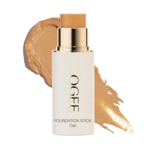 ogee sculpted complexion foundation stick (oak 5.5n - medium beige, golden undertones) full coverage foundation makeup - instantly balance & even complexion - 70% organic ingredients