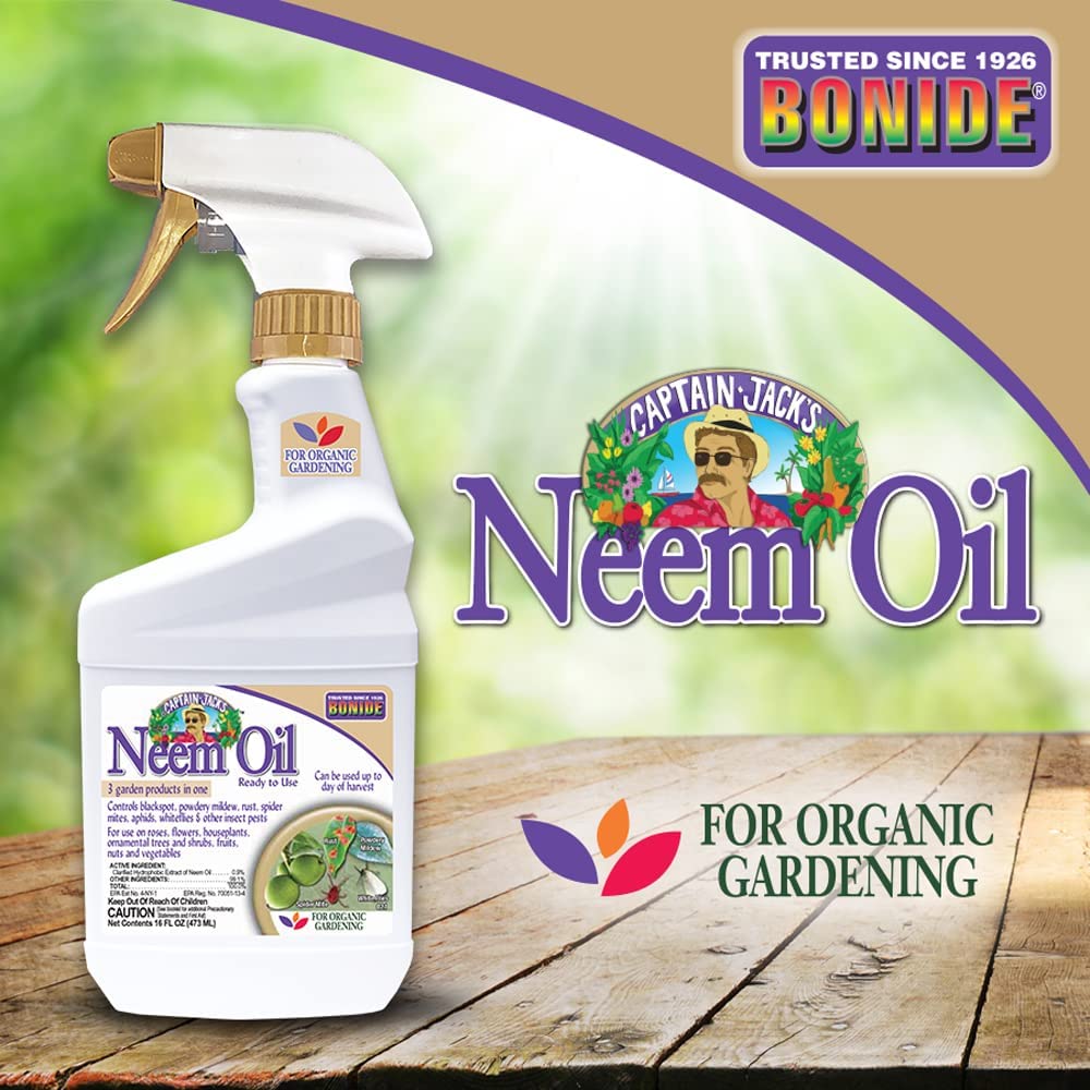 Bonide Captain Jack's Neem Oil, 16 oz Ready-to-Use Spray, Multi-Purpose Fungicide, Insecticide and Miticide for Organic Gardening