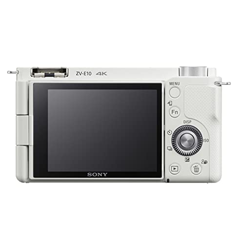 Sony ZV-E10 (White) Mirrorless Camera with 16-50mm Lens 2pcs 64GB Memory + Case+ Tripod + Steady Grip Pod + Filters + Macro + 2X Lens + 2X Batteries + More (34pc Bundle)