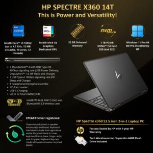 HP Spectre 2024 x360 Luxury 14T Intel Core Ultra 7 155H, Win 11 Pro (i7-1255U | 32GB | Win11Pro)