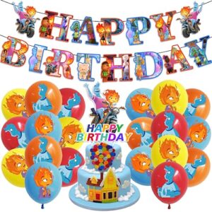 cifeeo elemental birthday supplies, elemental party decorations with happy birthday banner, cake topper, balloons for elemental birthday decorations, elemental themed party supplies