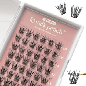 Lash Clusters At-Home Lash Extensions / 10-16mm C-Curl Natural Glam / 60 Clusters/Ultra Thin Band/milk peach™ / Segment Individual Cluster Lashes Soft Fluffy/DIY Salon-Quality Natural Glam Volume