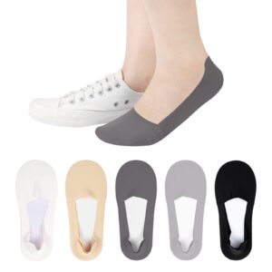 kereda 5 pairs women girls no show socks low cut ice silk liner non slip invisible socks us 8-11 (multicolor 5)