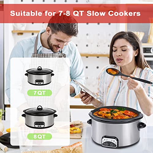 Silicone Slow Cooker Liners, SelfTek Reusable Liner Fits Crock-Pot &Hamilton Beach 7-8 Qt Oval, Foldable, Leakproof Dishwasher Safe Cooking Insert Includes Spoon - Black 1Set