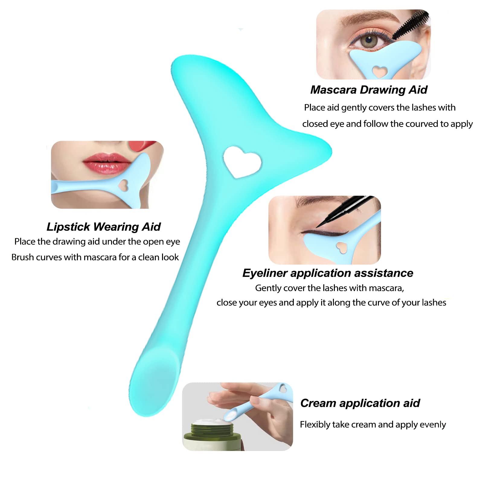 Winged Eyeliner Stencil, Eye Makeup Aid Tool, Reusable Silicone Eye Makeup Assistant Tool, Multi-Purpose Winged Eyeliner for Eye, Eyeliner Stencils for Eyes. (Blue)