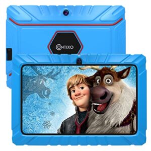 Contixo Kids Learning Tablet, 7" Tablet for Kids and KB-2600 Kids Foldable Wireless Bluetooth Headphone Bundle, Learning Tablet, Parental Control Family Link - Blue