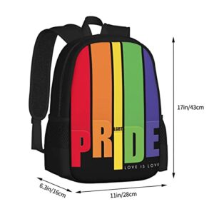 ALIFAFA Lightweight Gay Pride Rainbow Bisexual LGBT School Bag Casual Daypack College Laptop Backpack for Men Women Water Resistant Travel Rucksack for Sports High School Middle Bookbags, 17 Inch