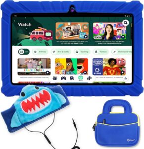 contixo v8 tablet for kids and h1kid's fleece headphones bundle, come with sleeve bag, learning tablet, parental control family link