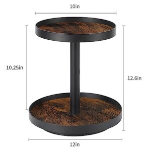 YINMIT 2 Tier Lazy Susan Organizer, Farmhouse Decor Tiered Tray Stand, Countertop Spice Rack Turntable Organizer, Circle Rotating Lazy Susan Turntable for Kitchen Countertop and Cabinet (10''+12'')