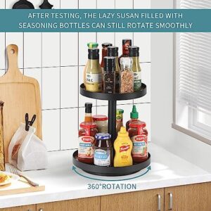 YINMIT 2 Tier Lazy Susan Organizer, Farmhouse Decor Tiered Tray Stand, Countertop Spice Rack Turntable Organizer, Circle Rotating Lazy Susan Turntable for Kitchen Countertop and Cabinet (10''+12'')