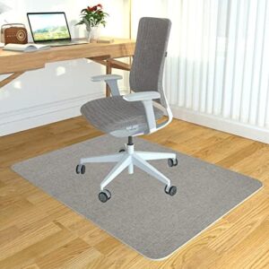 office chair mat for hardwood floor, 55" × 35" office gaming computer desk chair mat, dirt resistant & easy to clean light gray