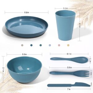 Wheat Straw Dinnerware Sets -DAPIPIK 36 Piece Unbreakable Dinnerware Sets for 6, Wheat Straw Plates and Bowls Set, Lightweight Camping Plates Cups and Bowls Set.Dishwasher Microwave Safe Dinnerware