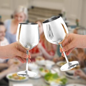 DEAYOU 2 Pack Stainless Steel Wine Glasses, 17 Oz Silver Steel Wine Goblet for Champagne, Indoor Outdoor, Party