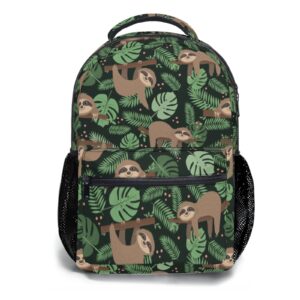funny sloth backpack palm leaves school shoulder bag casual day pack outdoor durable bookbag for girls boys teen work picnic travel