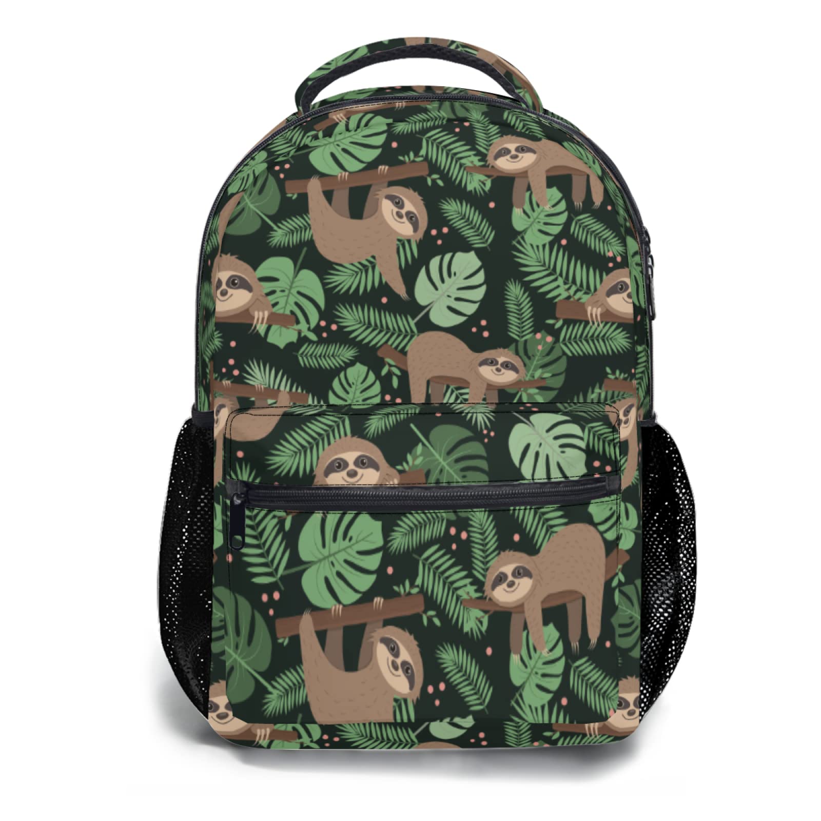 Funny Sloth Backpack Palm Leaves School Shoulder Bag Casual Day Pack Outdoor Durable Bookbag for Girls Boys Teen Work Picnic Travel