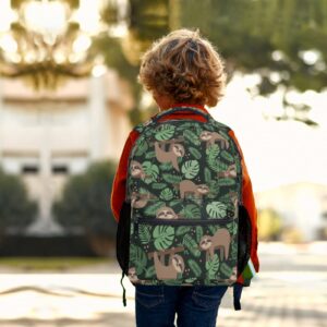 Funny Sloth Backpack Palm Leaves School Shoulder Bag Casual Day Pack Outdoor Durable Bookbag for Girls Boys Teen Work Picnic Travel