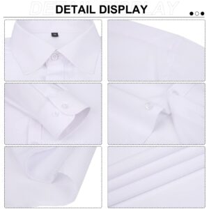 HOTIAN Men's Regular Fit Dress Shirt Stretch Button-Down Shirt Spread Collar Long Sleeve with Pockets (Green,X-Large)