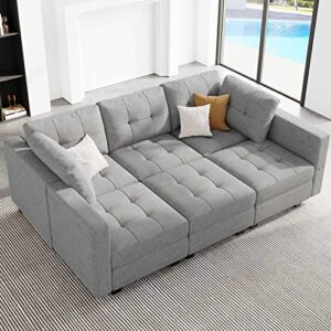 belffin convertible sectional sleeper sofa bed modular sofa sleeper couch set with storage seat modular sectional couch bed light grey