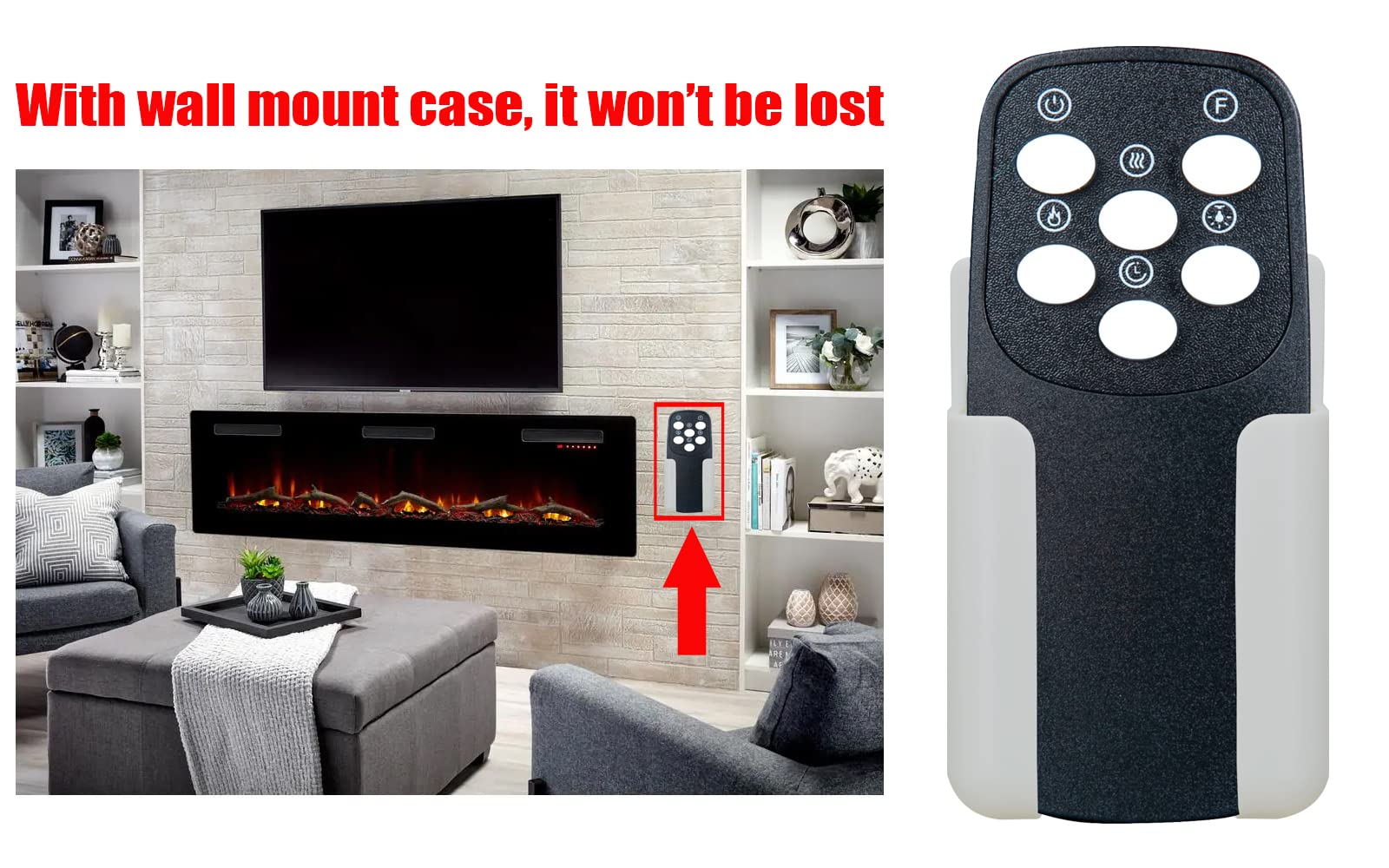 Replacement Remote Control for GMHome ZCR Electric Fireplace Heater Remote Control