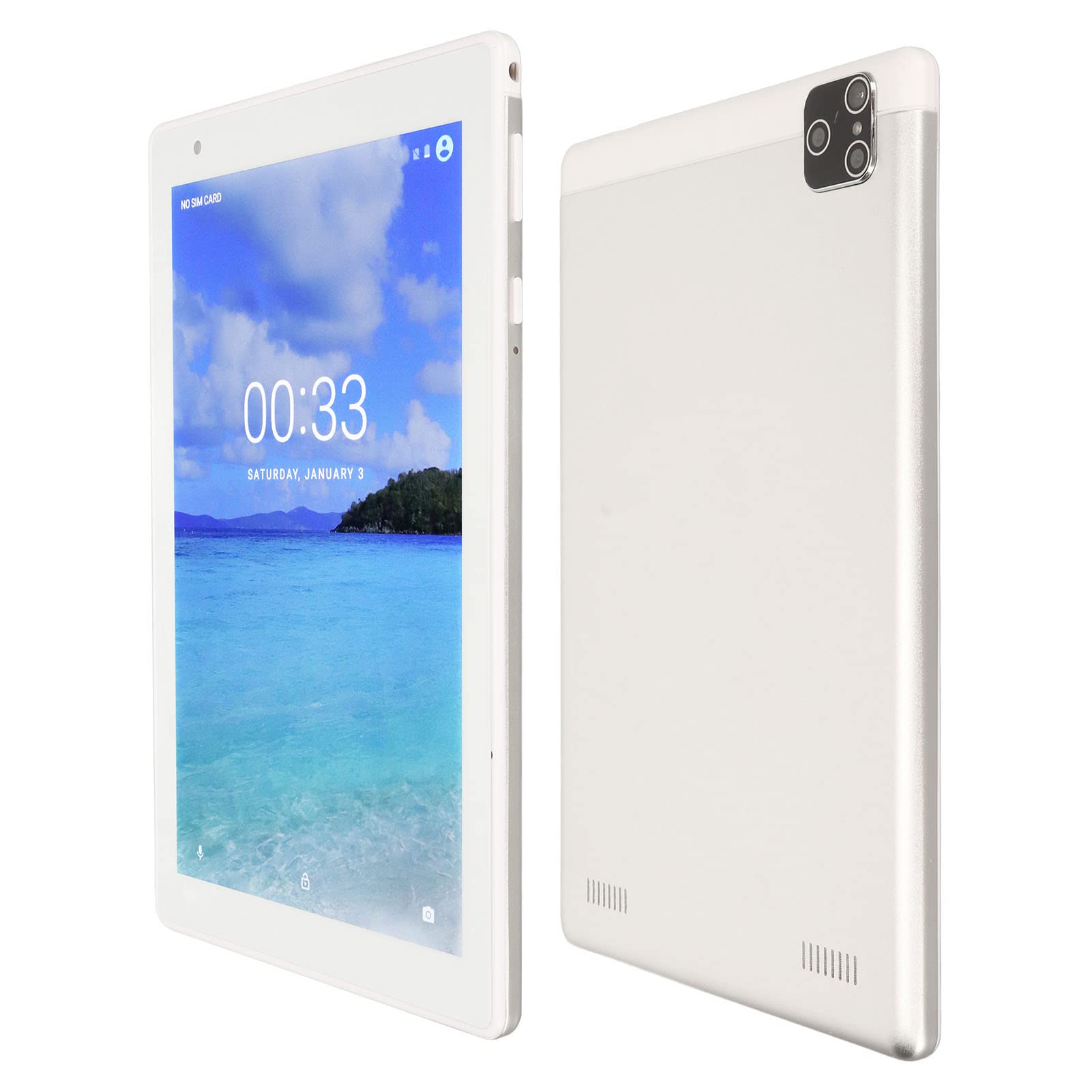 Acogedor 8.1Inch Android Tablet, 720x1280 HD Display MTK6592 CPU 4GB RAM 64GB ROM 3G Calling Tablet with 3 Card Slot, Support 2.4G 5G WiFi, 5000mAh, Silver