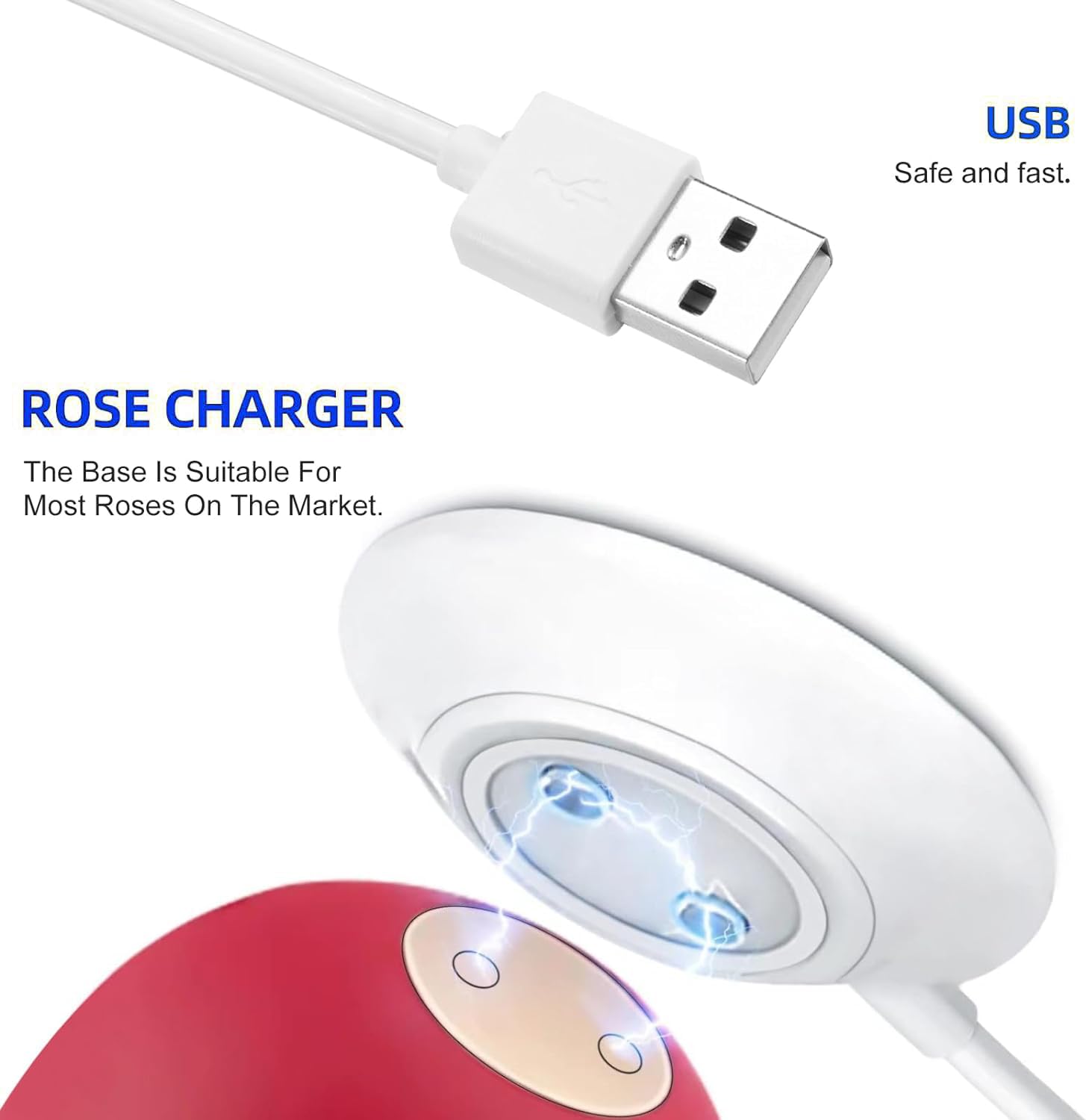 Only-12mm Magnetic USB Charger Adapter Cable Cord Fast Charging Dock Station, Compatible Rose Charger Base Dock Station for Rose, 2.4Ft, 2pack