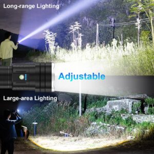 UOATEPC Rechargeable Flash Light LED Flashlights High Lumens, 250000 Lumens Super Bright Tactical Handheld Flashlight, 3Modes and Waterproof, Powerful Flashlight for Home Emergencies Camping