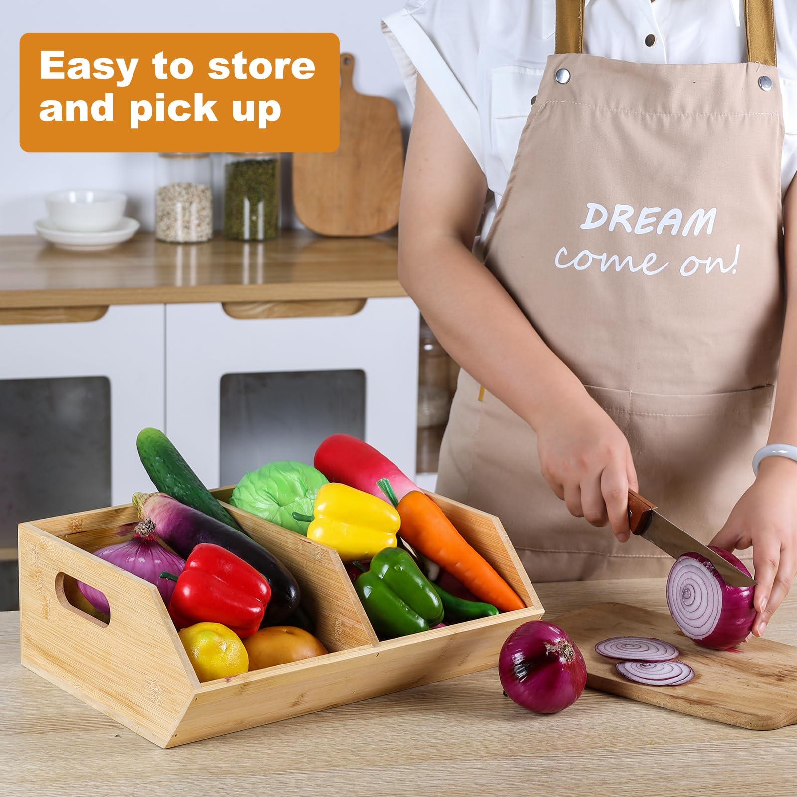 BYOA Official Potato and Onion Storage Bin, Pantry Organizers and Storage, Kitchen Organization and Storage, Bamboo Storage, Bread Basket, Potato Storage, Bamboo Organizer