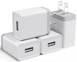 usb wall charger block 12w - 4 pack usb plug, usb charging block, 2.4a/5v power adapter, box cube compatible with iphone 13 12 11 pro max se xs xr x 8 7 6 6s plus, samsung, lg, moto, android brick