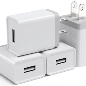 USB Wall Charger Block 12W - 4 Pack USB Plug, USB Charging Block, 2.4A/5V Power Adapter, Box Cube Compatible with iPhone 13 12 11 Pro Max SE XS XR X 8 7 6 6S Plus, Samsung, LG, Moto, Android Brick