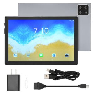 AMONIDA Tablet PC, 8GB RAM 128GB ROM Office Tablet Silver Color 10 Inch Dual Camera for Travel (US Plug)