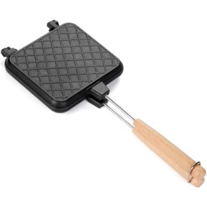 pumtus hot sandwich maker, non-stick grilled panini maker pan with handle, stovetop camping sandwich toaster aluminum flip pan for toast, waffle, breakfast