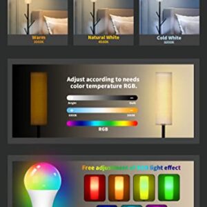 ELINKUME LED Floor Lamp for Living Room,67" Modern Floor Lamp with Remote,Dimmable RGB Clothes Hanging Standing Lamp-Remote & WiFi APP Controlled, Includes 9W Bulb for Bedroom,Corner Space