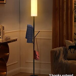 ELINKUME LED Floor Lamp for Living Room,67" Modern Floor Lamp with Remote,Dimmable RGB Clothes Hanging Standing Lamp-Remote & WiFi APP Controlled, Includes 9W Bulb for Bedroom,Corner Space