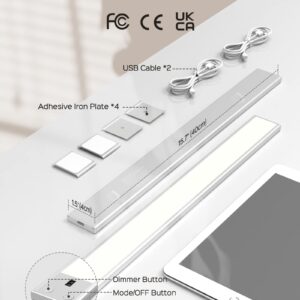 JACKYLED 2 Pack 16in Under Cabinet Lights for Kitchen, Under Cabinet Task Lighting Updated Wave Sensor Indoor, 65 LED Rechargeable 3000mAh Battery Under Counter Lights in Kitchen, Closet, Bedroom