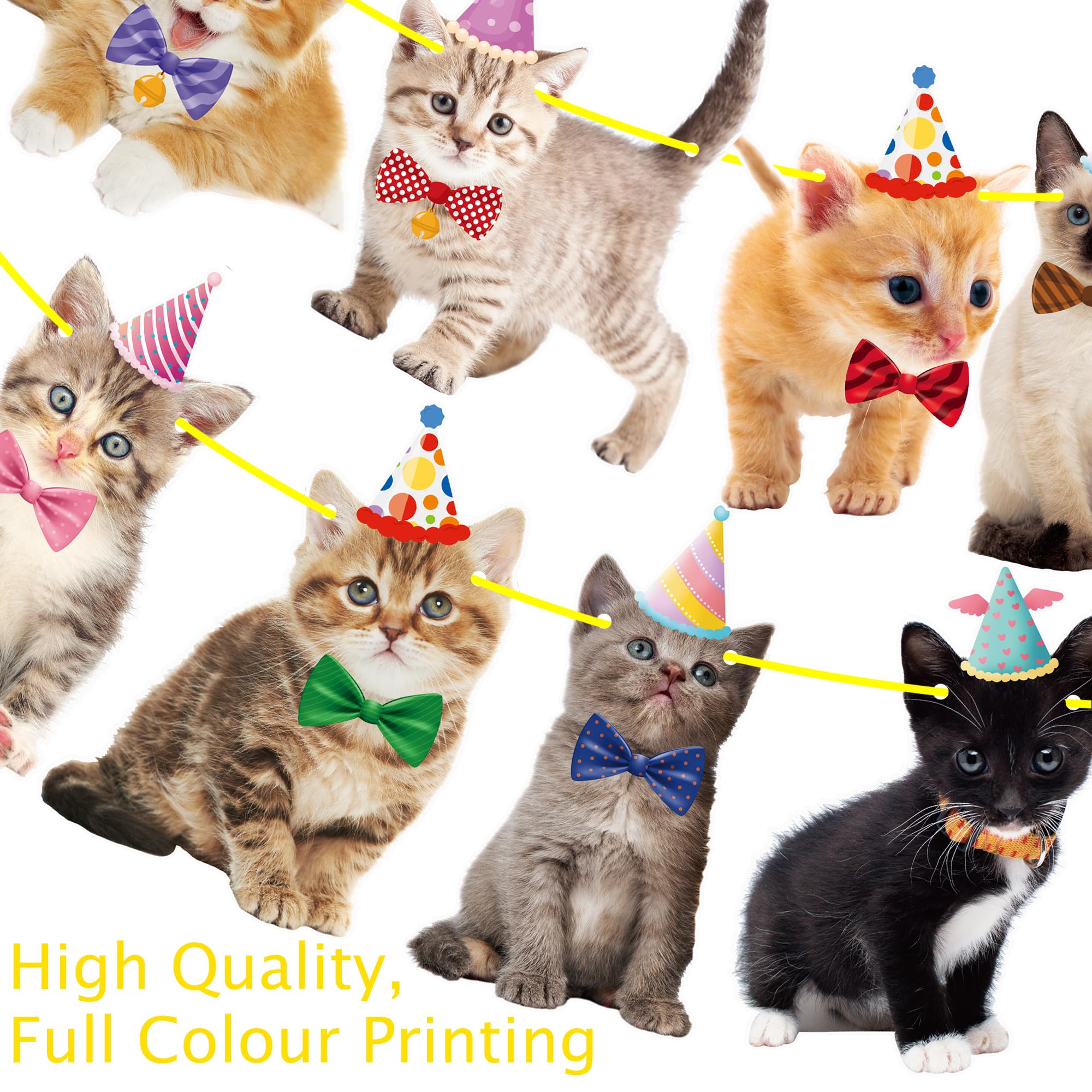 2pcs Cat Theme Party Banner Decorations Pet Cat Birthday Party Decorations Baby Cat Birthday Party Garland Decorations for Pet Kitties Theme Birthday Party Baby Shower Favor Bunting Supplies