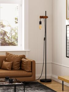 addlon industrial vintage floor lamp, ajustable farmhouse floor lamp, wood standing lamp with sturdy base rustic tall pole light, unique tree floor lamps for living room bedroom office