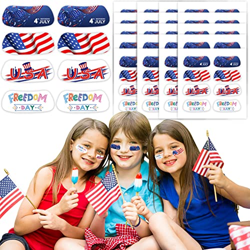 80 Pairs of Independence Day Sports Eye Stickers with Patriotic Designs 4th of July Face Decorations for Patriotic Party,and Eye Strips for Baseball or Field Hockey Sports Used on Game Day