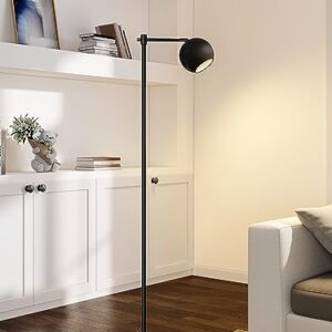 addlon Mid Century Modern Floor Lamp with Remote Control, 63 Inches Adjustable Black Globe Standing Lamp for Living Room,Antique Standing Lamp with Metal Shade for Reading Bedroom Office