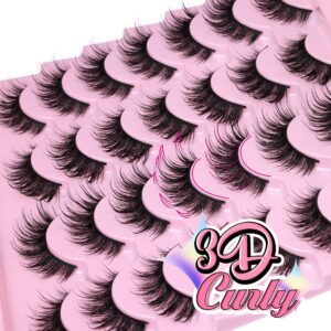 Natural False Lashes Wet Look Cat Eye Lashes Wispy Asian False Eyelashes 3D Mink Lashes 16mm Thai Fairy Lashes 14 Pairs Fake Eyelashes Pack