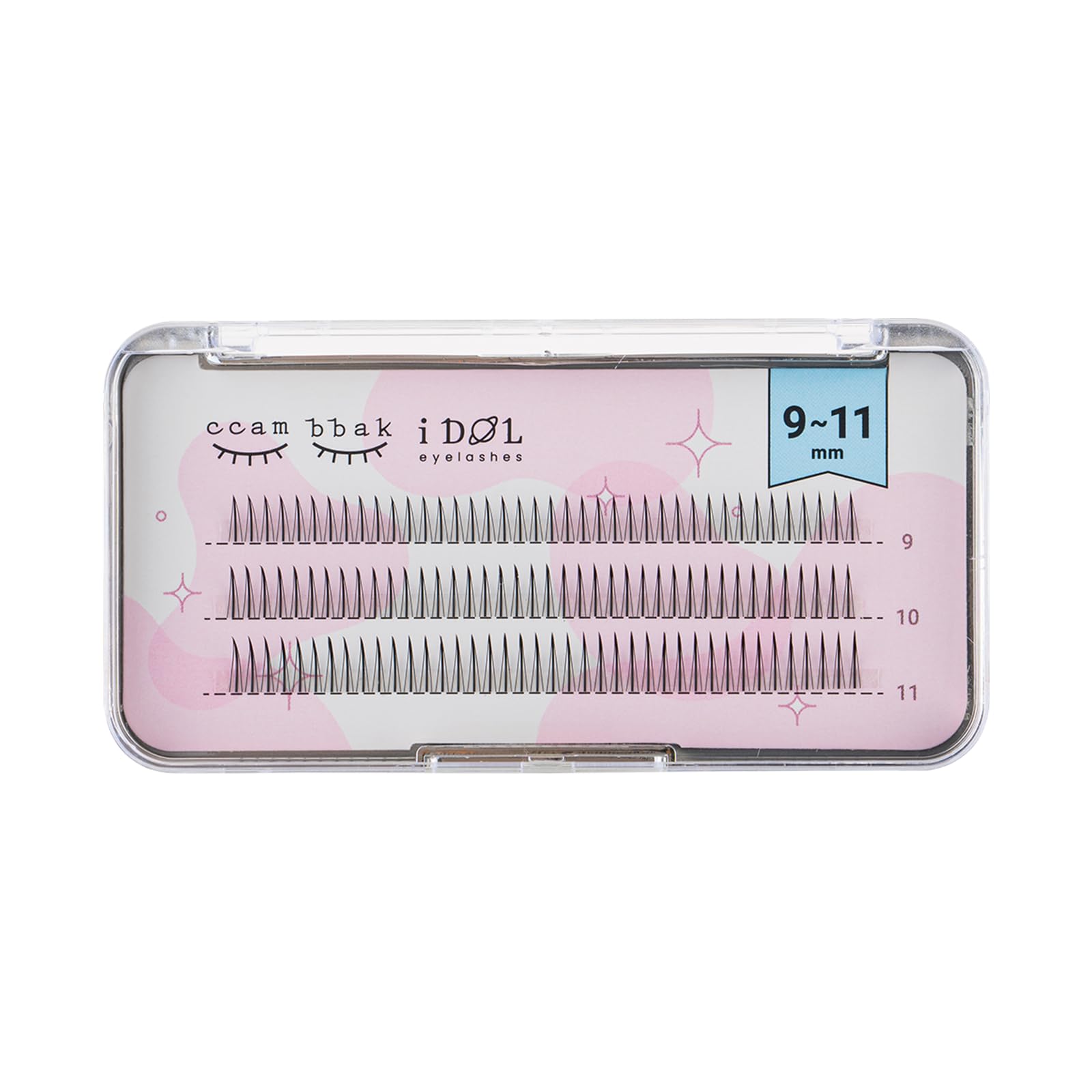 CCAMBBAK I-dol Looks So Natural False Eyelashes Handmade Lightweight Individual Lashes Extension Lengthening Wisps Authentic K-Beauty Fake Eyelashes (A type 9-11mm mix (Black))