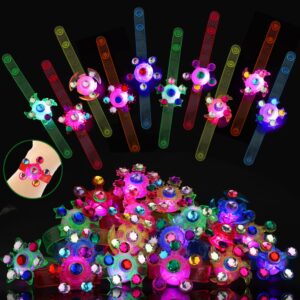48-pack led light up fidget spinner bracelets - glow in the dark party favors for kids ages 8-12