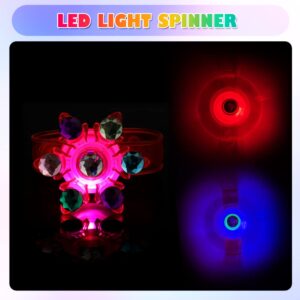 48-Pack LED Light Up Fidget Spinner Bracelets - Glow in The Dark Party Favors for Kids Ages 8-12