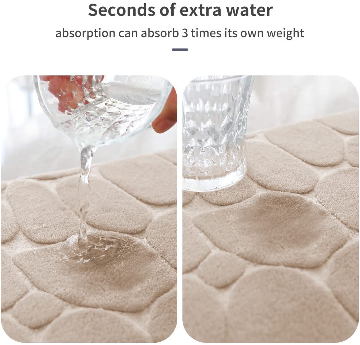 YIHOUSE Memory Foam Bath Mat Cobblestone Bathroom Rugs Super Water Absorbent Bath Mats for Bathroom Machine Washable Bath Rugs(24 x 36,Khaki)