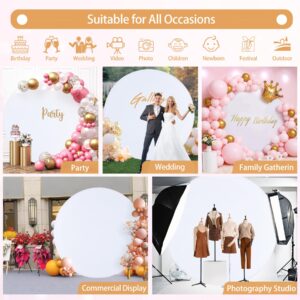 Gallety 7.2 FT White Round Backdrop Cover for 5 to 7.2ft Circle Arch Stand - Adjustable Polyester Arch Backdrop Cover for Wedding Arch Birthday Party Photography Decoration