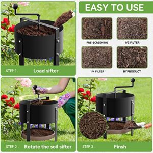 dootiva Rotary Soil Sifter Compost Sieve Garden Potting Sifting Mesh Rock Sand Dirt Sieve, 13" Sifting Filter with 1/5 Inch Mesh Sifting