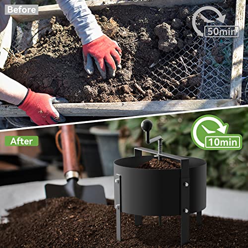 dootiva Rotary Soil Sifter Compost Sieve Garden Potting Sifting Mesh Rock Sand Dirt Sieve, 13" Sifting Filter with 1/5 Inch Mesh Sifting