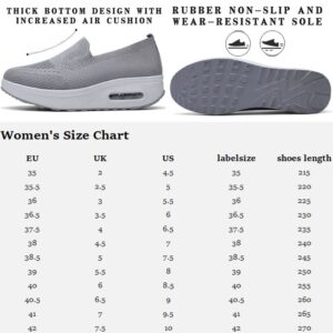 Women's Orthopedic Sneakers, Womens Air Cushion Slip-On Walking Shoes, Orthopedic Shoes for Women, Comfort Loafers Knit Breathable Mesh Non-Slip Platform Casual Sneakers (Grey,38)